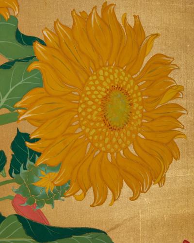 Japanese Two Panel Screen Summer Flowers
