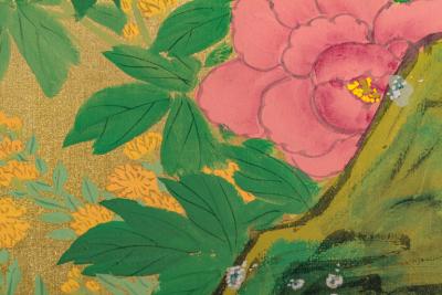 Japanese Two Panel Screen Summer Flowers