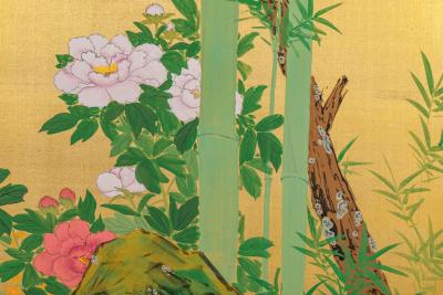 Japanese Two Panel Screen Summer Flowers