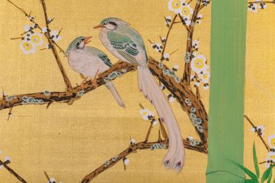 Japanese Two Panel Screen Summer Flowers