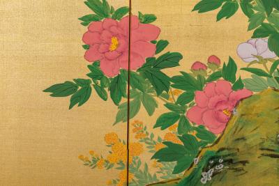 Japanese Two Panel Screen Summer Flowers