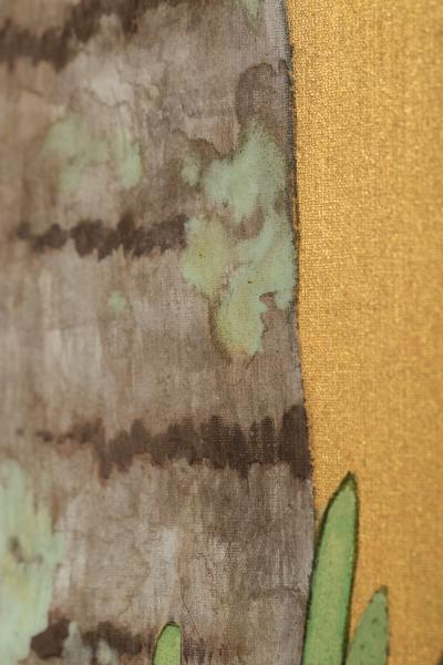 Japanese Two Panel Screen Swallows in Tropical Landscape