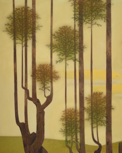 Japanese Two Panel Screen Topiary Pine by River s Edge