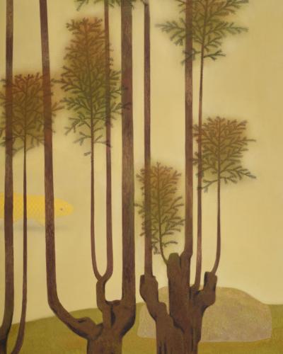 Japanese Two Panel Screen Topiary Pine by River s Edge