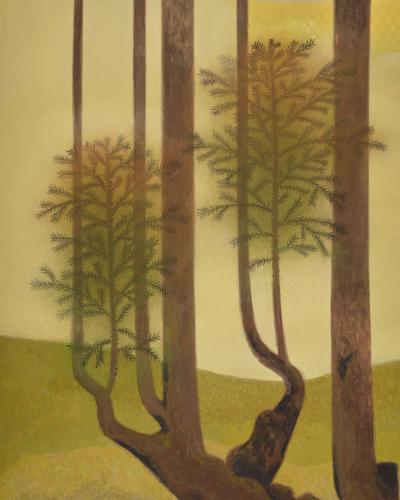 Japanese Two Panel Screen Topiary Pine by River s Edge