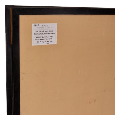 Japanese Two Panel Screen Two Geishas with Gold Butterflies