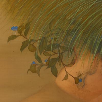 Japanese Two Panel Screen Wading Deer