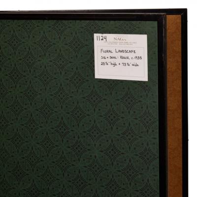 Japanese Two Panel Screen Winter Into Spring Floral Landscape