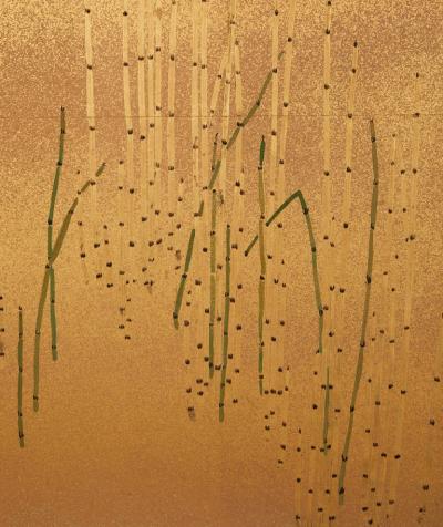 Japanese Two Panel Screen Young Bamboo