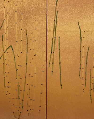 Japanese Two Panel Screen Young Bamboo