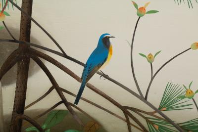 Japanese Two Panel Screen Young Pine in Snow