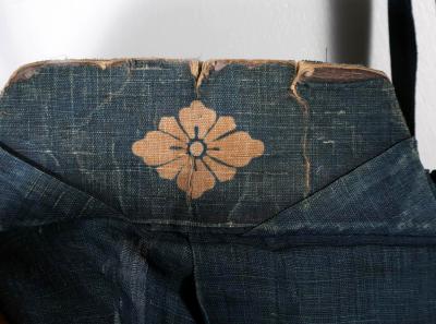 Japanese Two Piece Indigo Asa Kyogen Festival Costume Meiji Period