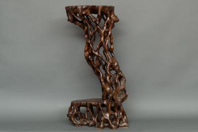 Japanese Two Tier Root Stand for Flower Arrangements