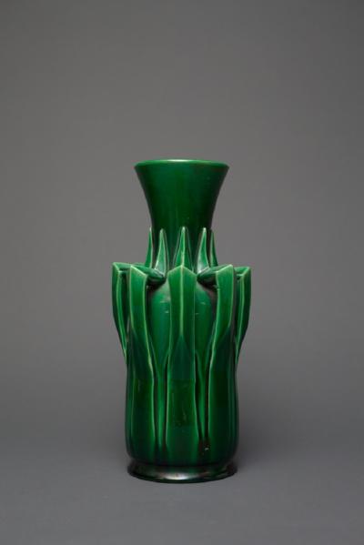 Japanese Very Unusual Awaji Ware Green Vase