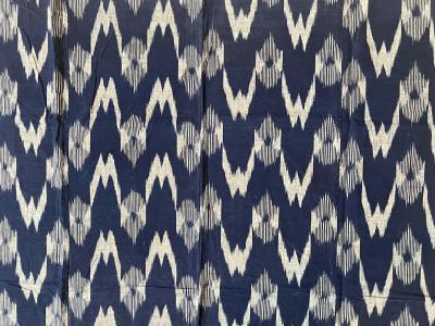 Japanese Vintage Indigo Woven Ikat Gasuri Textile Panel