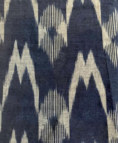 Japanese Vintage Indigo Woven Ikat Gasuri Textile Panel