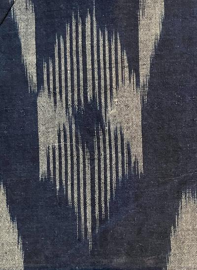Japanese Vintage Indigo Woven Ikat Gasuri Textile Panel