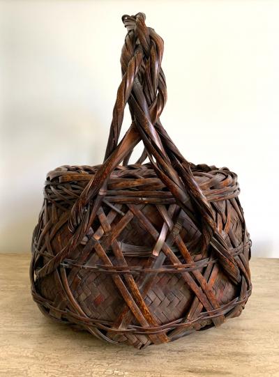 Japanese Wagumi Handled Bamboo Basket Ikebana