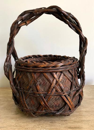 Japanese Wagumi Handled Bamboo Basket Ikebana