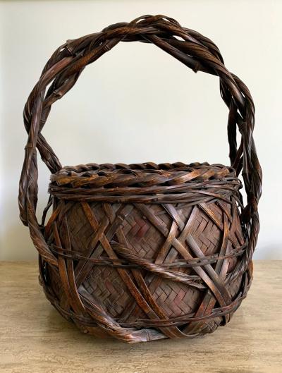 Japanese Wagumi Handled Bamboo Basket Ikebana