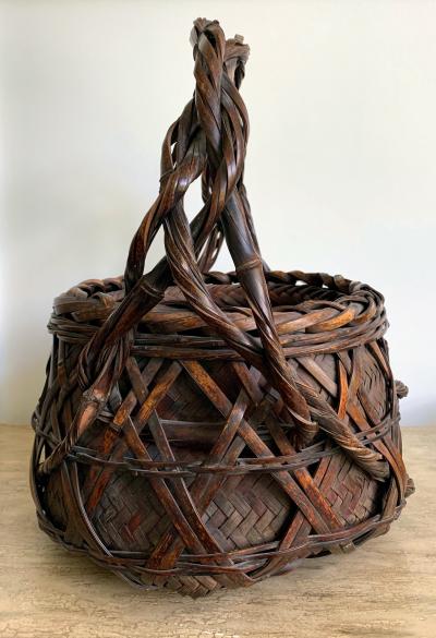 Japanese Wagumi Handled Bamboo Basket Ikebana