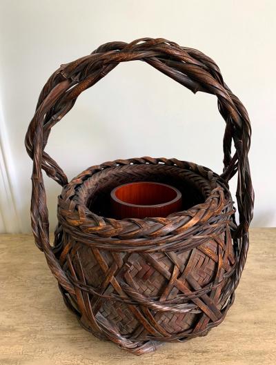 Japanese Wagumi Handled Bamboo Basket Ikebana