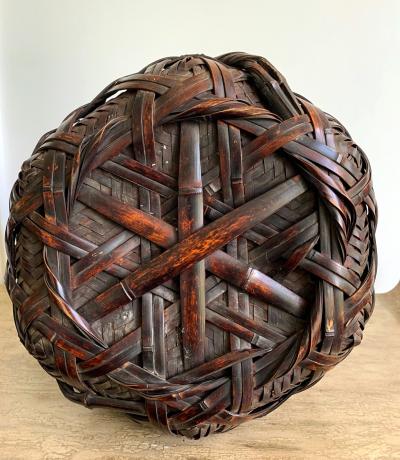 Japanese Wagumi Handled Bamboo Basket Ikebana