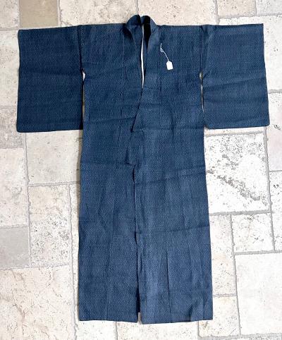 Japanese Woven Asa Double Ikat Summer Usumono Kimono Provenance