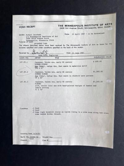 Japanese Woven Asa Double Ikat Summer Usumono Kimono Provenance