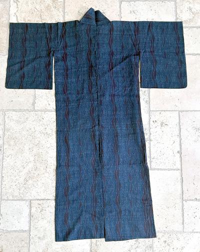 Japanese Woven Asa Double Ikat Summer Usumono Kimono Provenance