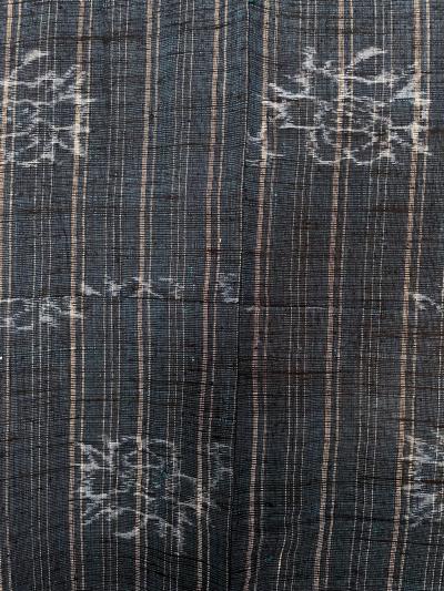 Japanese Woven Linen Kimono with Katazome Stencil Designs