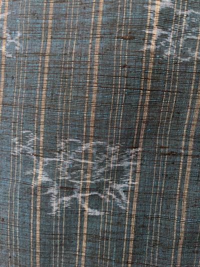 Japanese Woven Linen Kimono with Katazome Stencil Designs