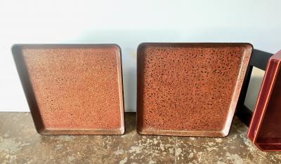 Japanese lacquer Footed Trays Set of Three