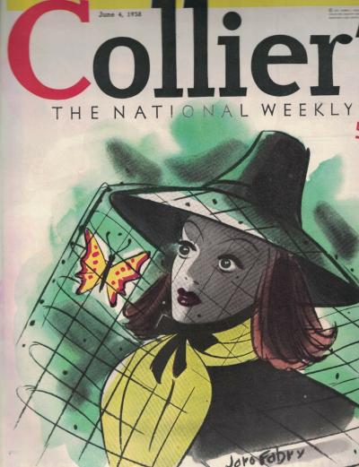 Jaro Fabry Colliers Magazine Cover Illustration Woman with a butterfly in her hat 