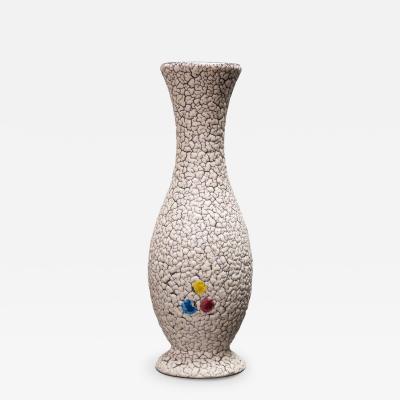Jasba German Mid Century White Crackle and Primary Color Dot Design Footed Ceram