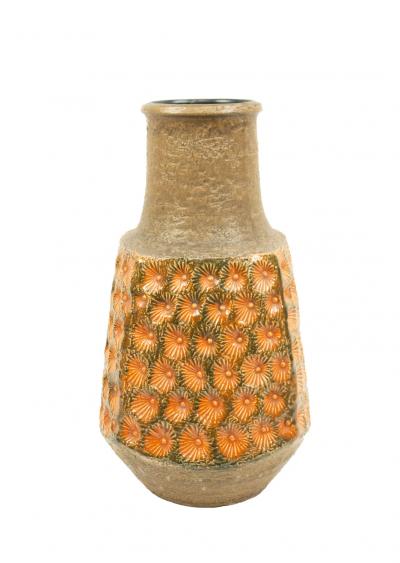 Jasba Keramik German Green and Orange Ceramic Vase