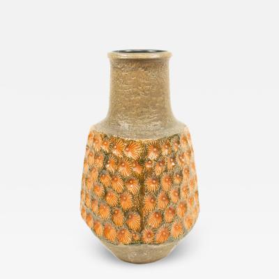 Jasba Keramik German Green and Orange Ceramic Vase