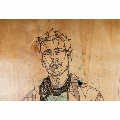 Jason Thielke Huge Modern Jason Thielke Mixed Media Portrait Painting