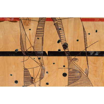 Jason Thielke Huge Modern Jason Thielke Mixed Media Portrait Painting