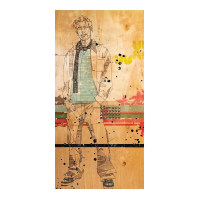 Jason Thielke Huge Modern Jason Thielke Mixed Media Portrait Painting