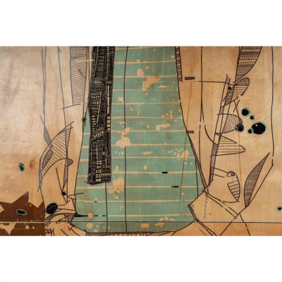 Jason Thielke Huge Modern Jason Thielke Mixed Media Portrait Painting