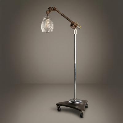 Jason Wein Industrial Adjustable Floor Lamp with Blown Glass Shade by Jason Wein