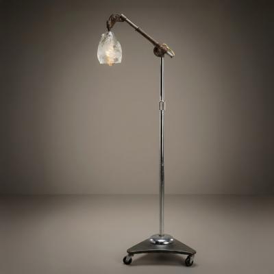 Jason Wein Industrial Adjustable Floor Lamp with Blown Glass Shade by Jason Wein