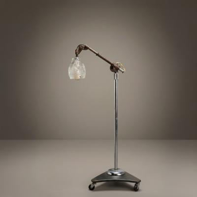 Jason Wein Industrial Adjustable Floor Lamp with Blown Glass Shade by Jason Wein