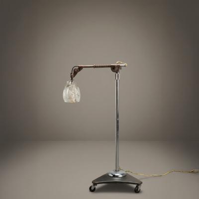 Jason Wein Industrial Adjustable Floor Lamp with Blown Glass Shade by Jason Wein