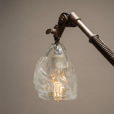 Jason Wein Industrial Adjustable Floor Lamp with Blown Glass Shade by Jason Wein