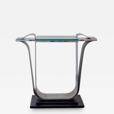 Jay Spectre A Jay Spectre Steel Console Table with Glass Top 1980s
