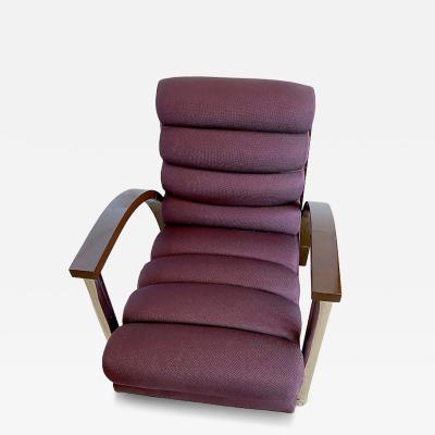 Jay Spectre American Modern Dark Oak and Chrome Eclipse Chair Jay Spectre Channeled Upholste