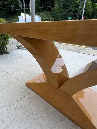 Jay Spectre DRAMATIC MONUMENTAL ART DECO REVIVAL INLAID LIGHT WOOD DINING TABLE