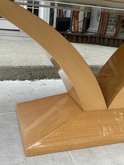 Jay Spectre DRAMATIC MONUMENTAL ART DECO REVIVAL INLAID LIGHT WOOD DINING TABLE